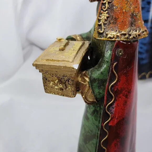 4 Hand-Painted Polystone Nativity Figurines Metal Capes Made in Italy 12" Tall - Picture 11 of 12